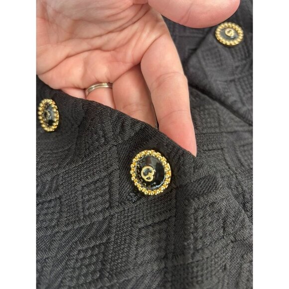 St. John Collection‎ women's 14 black 2pc blazer skirt business casual knit set - Picture 4 of 13